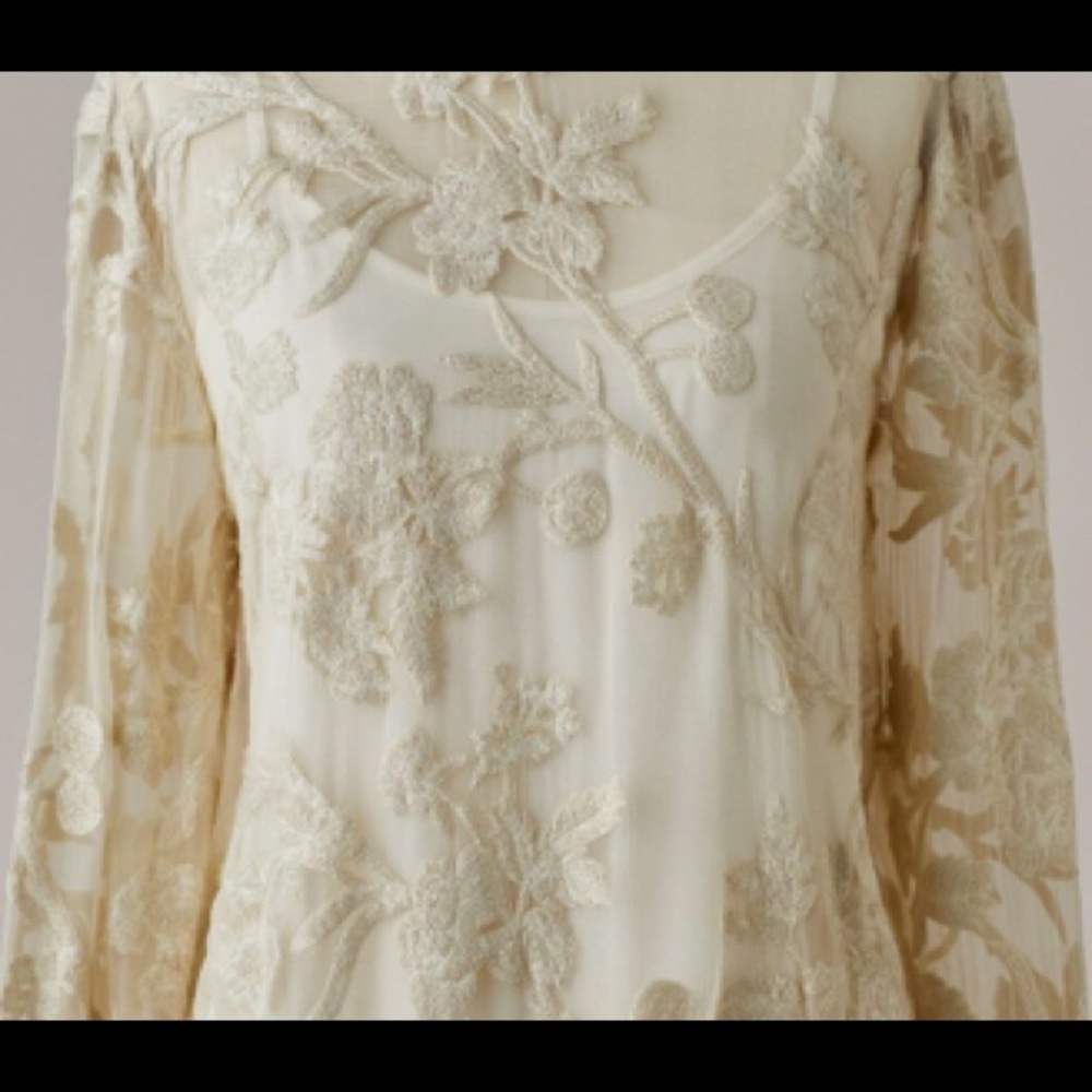 Ivory Romance In Bloom silk top. New from Sundance - Picture 3 of 6